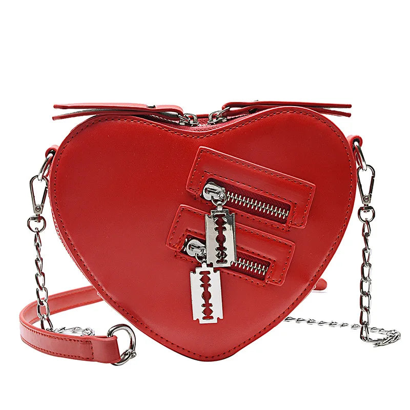 Red Love Heart Shape Shoulder Bag Chain Crossbody Bag