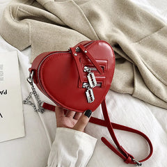Red Love Heart Shape Shoulder Bag Chain Crossbody Bag