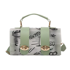 Women Shoulder Bag Pvc Transparent Graffiti Messenger Handbag Purse Crossbody