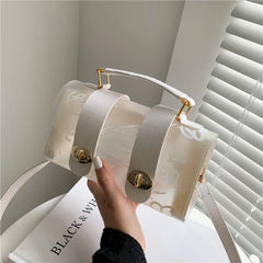 Women Shoulder Bag Pvc Transparent Graffiti Messenger Handbag Purse Crossbody