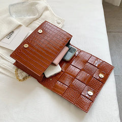Crocodile Pattern Crossbody Bag Chain Evening Party Clutch