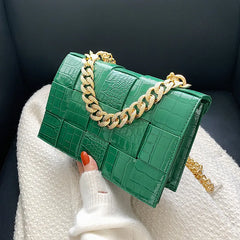 Crocodile Pattern Crossbody Bag Chain Evening Party Clutch