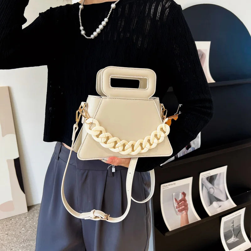 Green Chain Crossbody Bags Short Handle Handbag