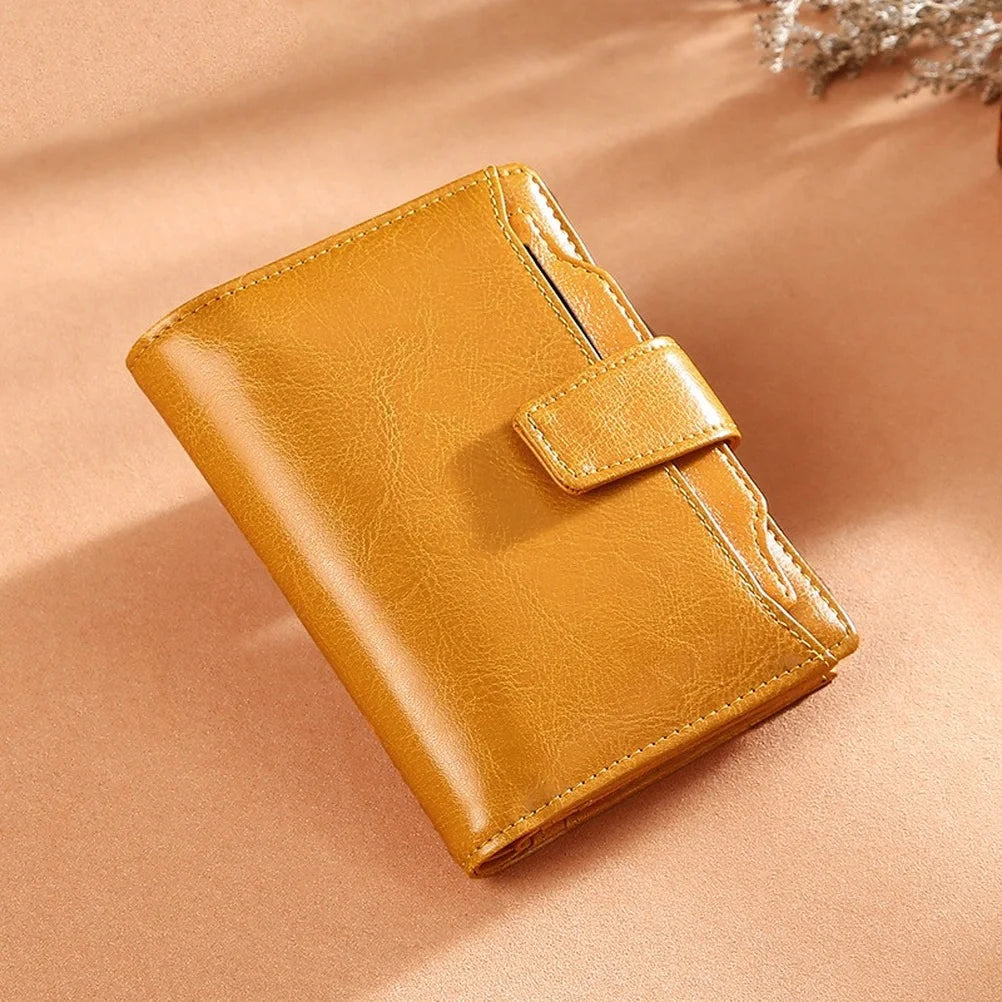 Retro Cowhide Women Wallet Short Zipper Coin Purse