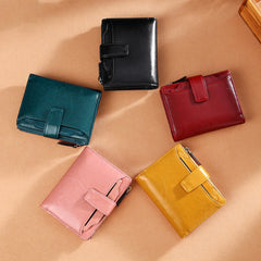 Retro Cowhide Women Wallet Short Zipper Coin Purse
