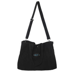 Corduroy Shoulder Bag for Women Zipper Handbag Large Capacity Tote