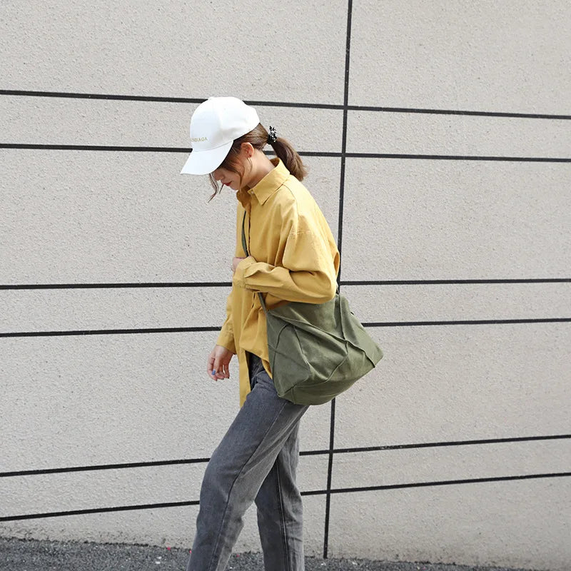 Canvas Messenger Bag Japanese Style Shoulder Bag Women