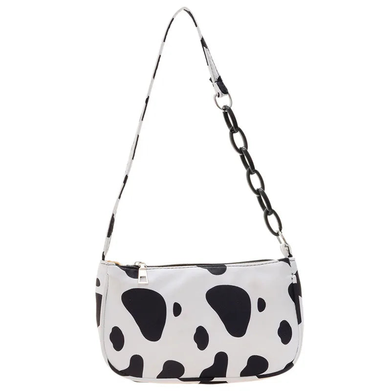 Leopard Print Shoulder Bag Colorful Butterfly Nylon Cloth Bags Chains Bag