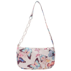 Leopard Print Shoulder Bag Colorful Butterfly Nylon Cloth Bags Chains Bag