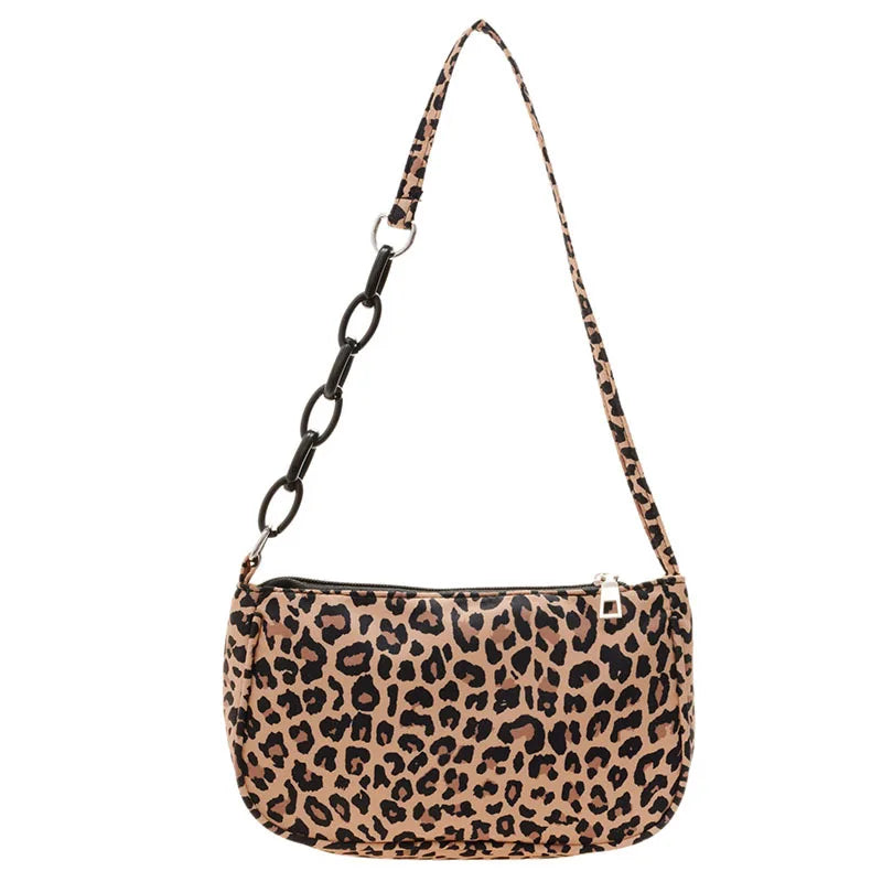 Leopard Print Shoulder Bag Colorful Butterfly Nylon Cloth Bags Chains Bag