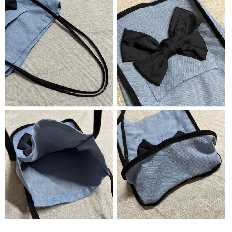 Women's Bow Canvas Shopper Bag Armpit Shoulder Bag