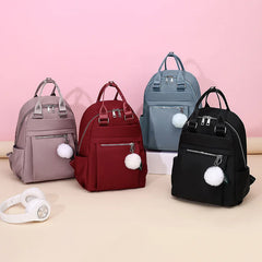 Women's Waterproof Lightweight Travel Backpack Plush Ball Shoulder Bags