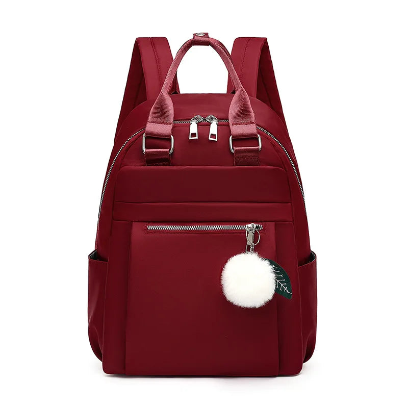 Women's Waterproof Lightweight Travel Backpack Plush Ball Shoulder Bags