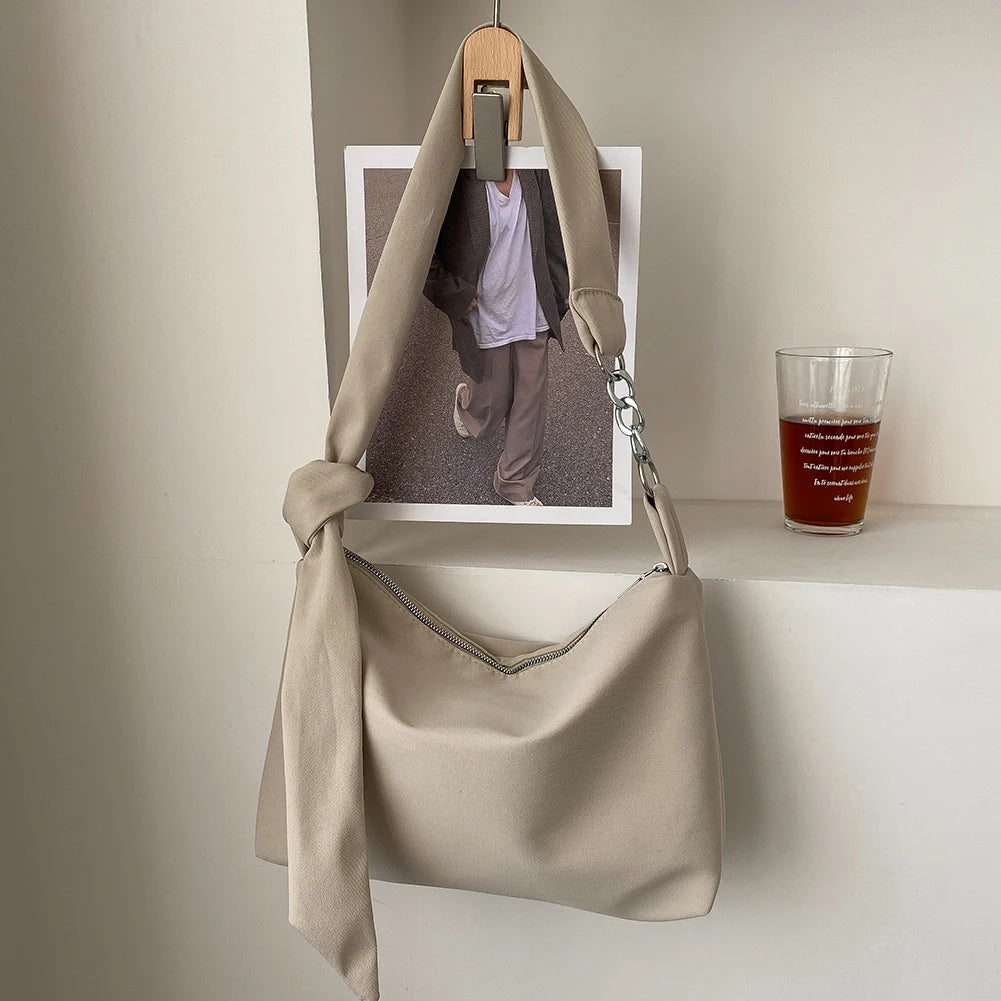 Retro Solid Knot Chain Shoulder Underarm Bag Women Hobos Handbags