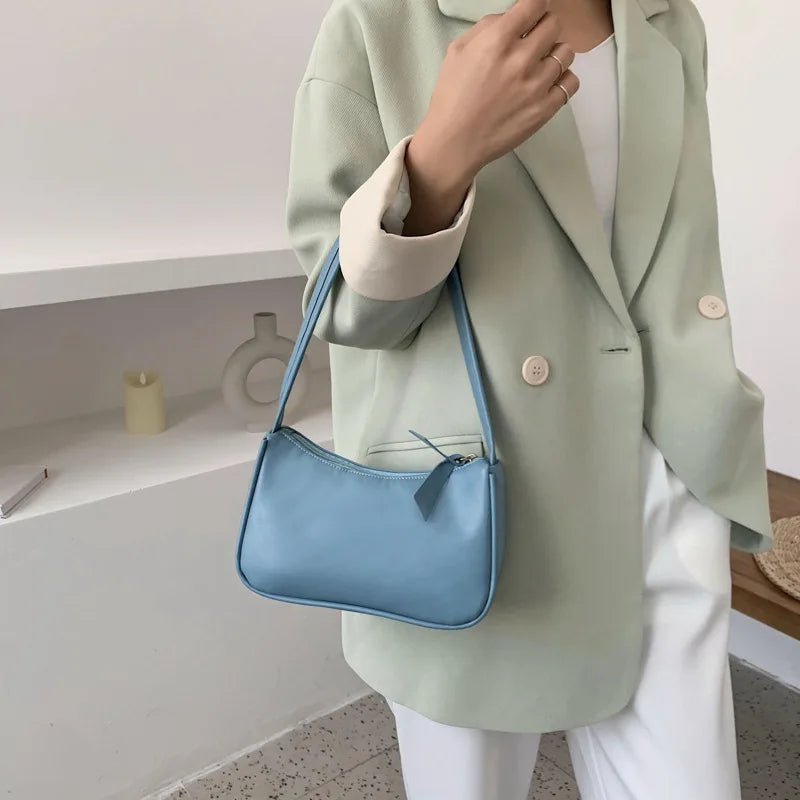 Retro Solid Totes Bags Leather Shoulder Underarm Bag