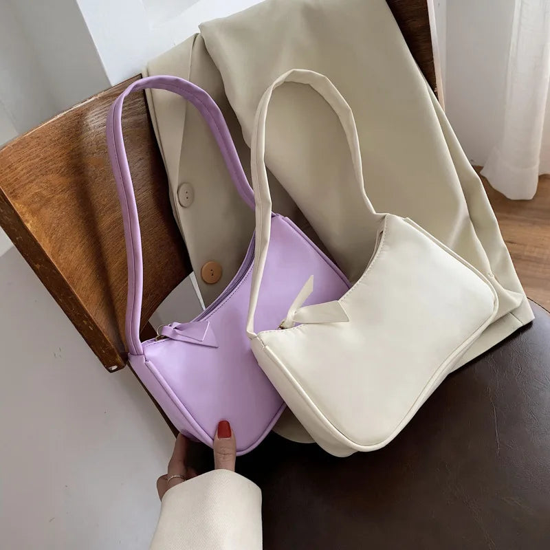 Retro Solid Totes Bags Leather Shoulder Underarm Bag