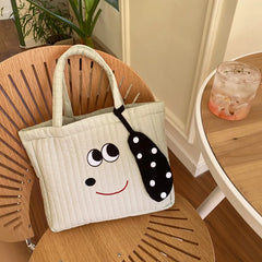 Women's Embroidery Dog Shoulder Bag Large Capacity Work Shopping Student Handbag
