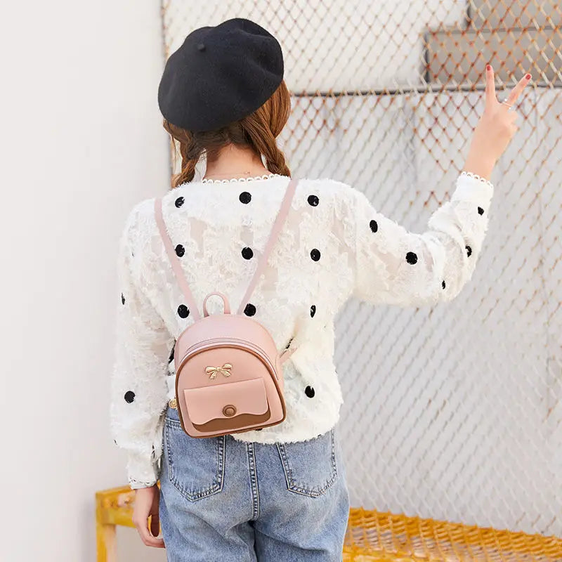 Women's Mini Backpack PU Leather Bagpack Small School Bags for Girls Y48