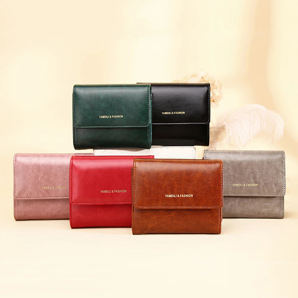 Women's Retro Coin Purse Oil Wax Leather Buckle Coin Bag