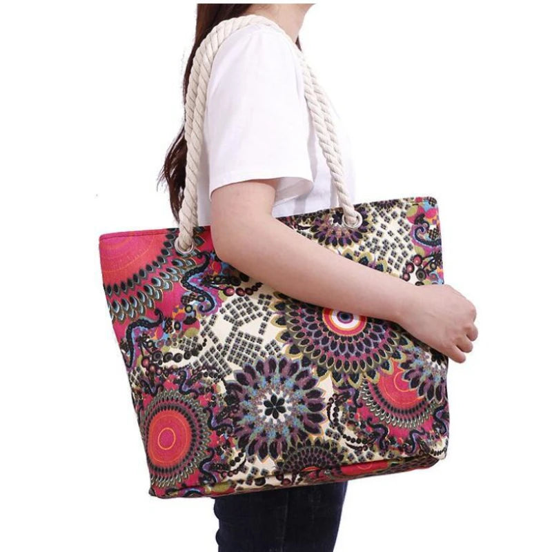 Women's Canvas Shoulder Bag Handbag Beach Shopping Travel Large Bag
