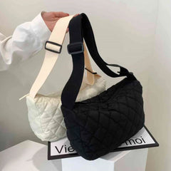 Women's Embroidered Rhombus Thread Tote Handbag