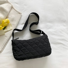 Women's Embroidered Rhombus Thread Tote Handbag