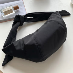 Nylon Hobo Crossbody Shoulder Bag with Knotted Straps for Women