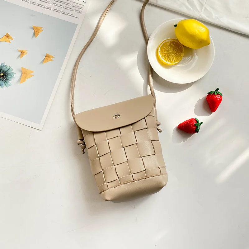 Mini Cross-body Shoulder Bag Women Woven Purse Phone Pouch