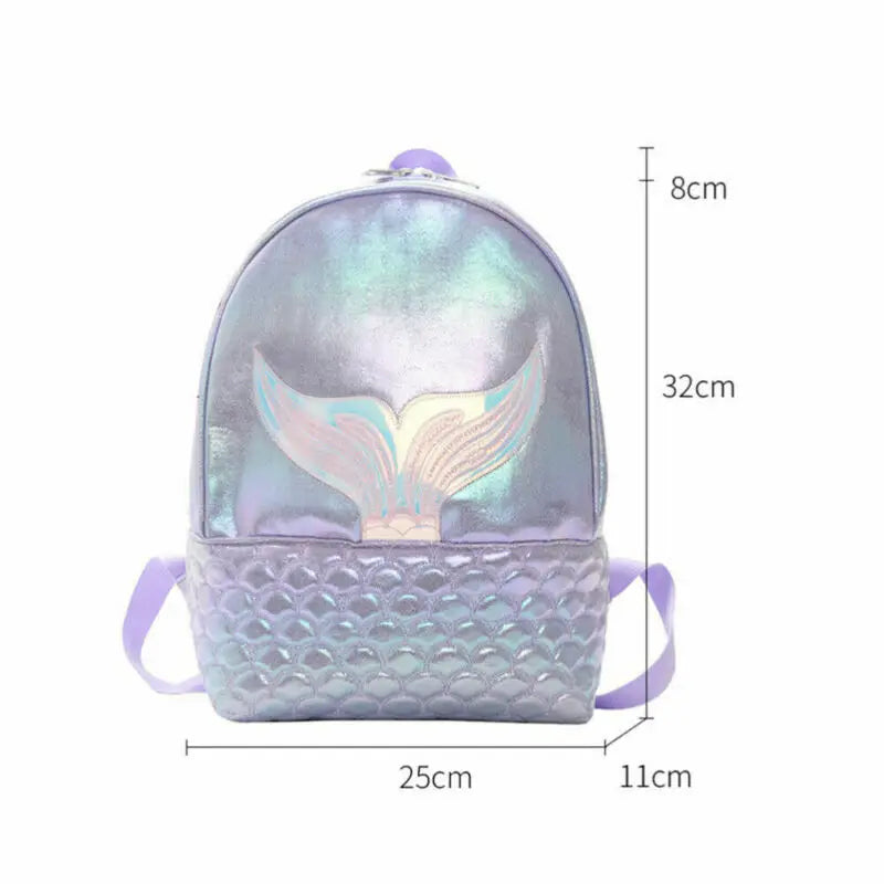 Glitter Mermaid Backpack School Book Shoulder Bag Rucksack