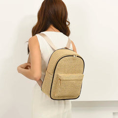 Ins Women Straw Rattan Woven Backpack Girls Summer Beach Lady Shoulder Schoolbag