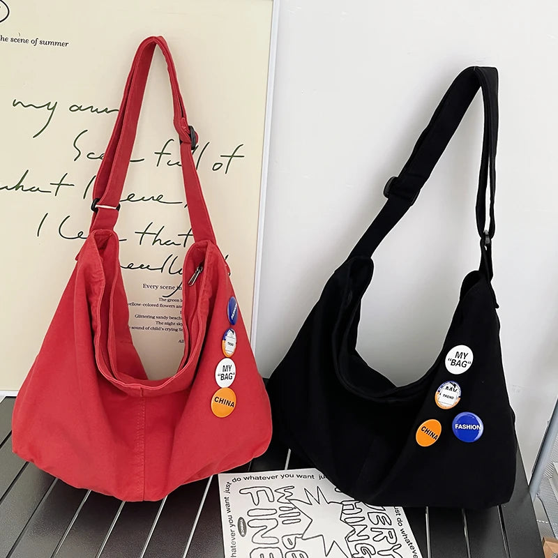 Canvas Teenager Shoulder Bag Women's Messenger Large Ladies Casual Travel Handba