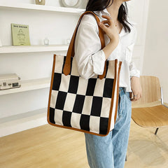 Plaid Canvas Women Shoulder Bag Travel Lady Bag Tote Canvas Messenger Bag