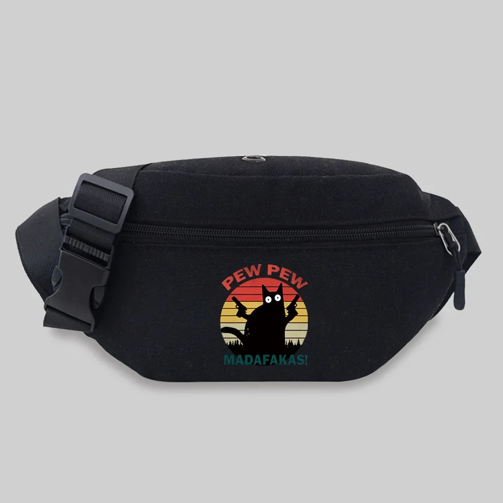Canvas Bum Bag Pew Pattern Messenger Waist Chest Fanny Pack