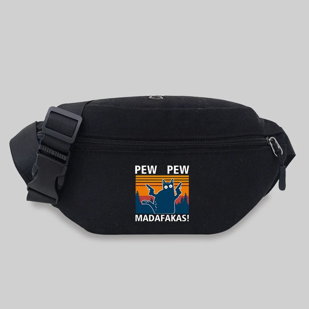 Canvas Bum Bag Pew Pattern Messenger Waist Chest Fanny Pack
