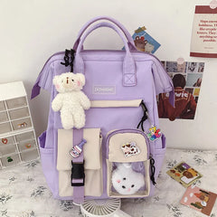 Preppy Style Waterproof Candy Colors Backpack for Women