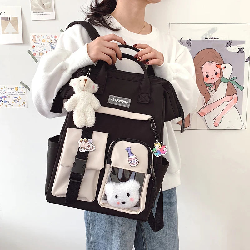 Preppy Style Waterproof Candy Colors Backpack for Women