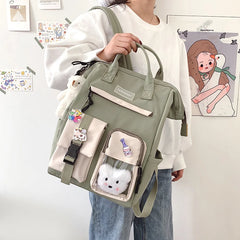 Preppy Style Waterproof Candy Colors Backpack for Women