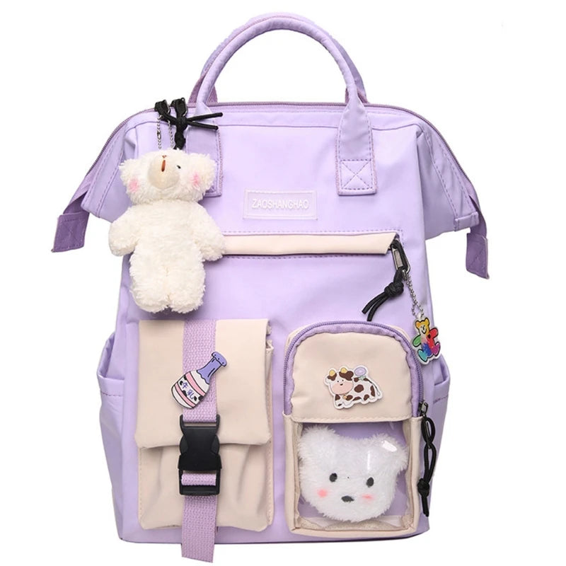 Purple Waterproof Backpack for Teenage Girl Travel Rucksack