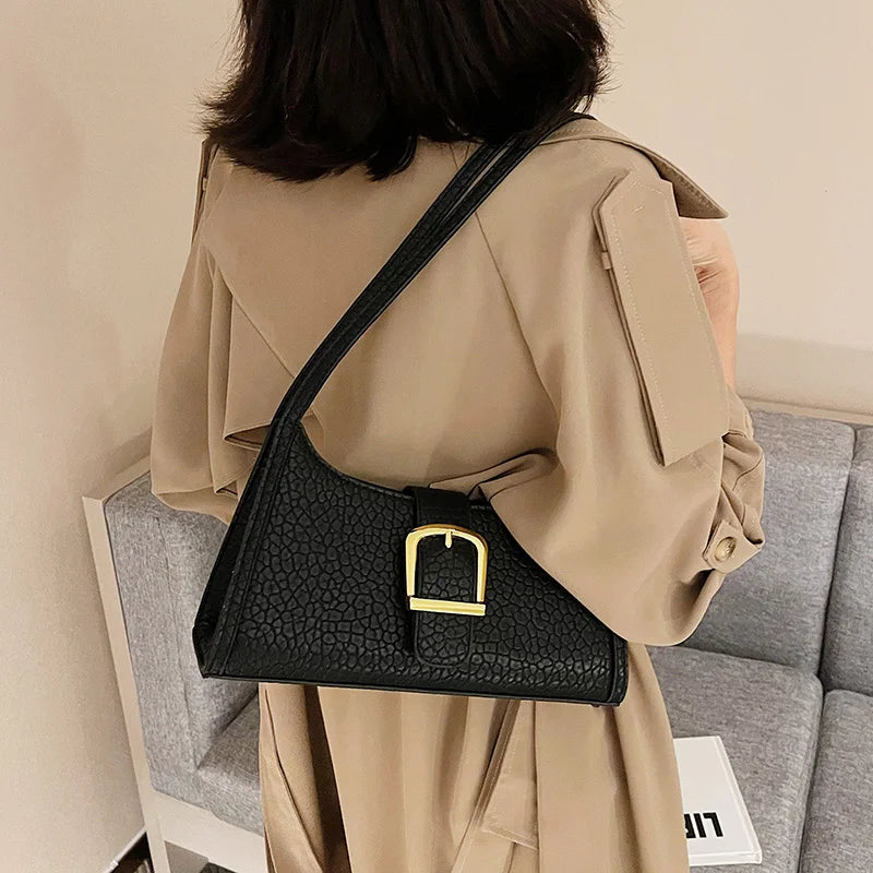 Retro Women Green Armpit Bags Totes Female Soft Leather Axillary Bags