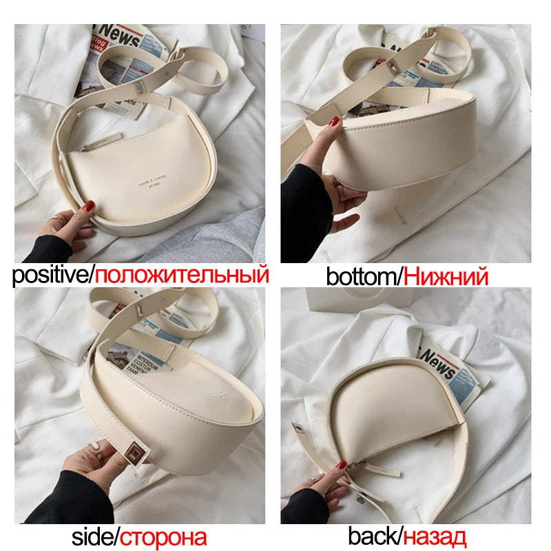 Semicircle Crossbody Bag for Women Adjustable Strap Clutch Purse
