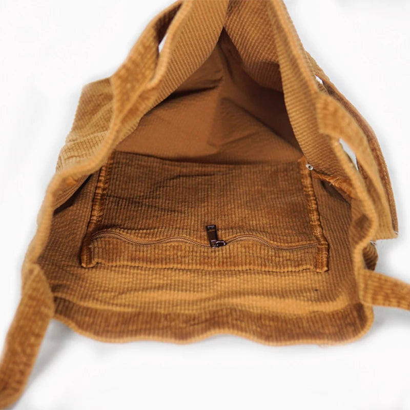 Corduroy Shopper Bag for Women Girls Canvas Shoulder Tote Bag