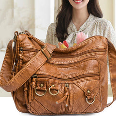 Vintage Crossbody Bags Female Bag Brown Soft Shopper Bag