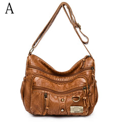 Vintage Crossbody Bags Female Bag Brown Soft Shopper Bag