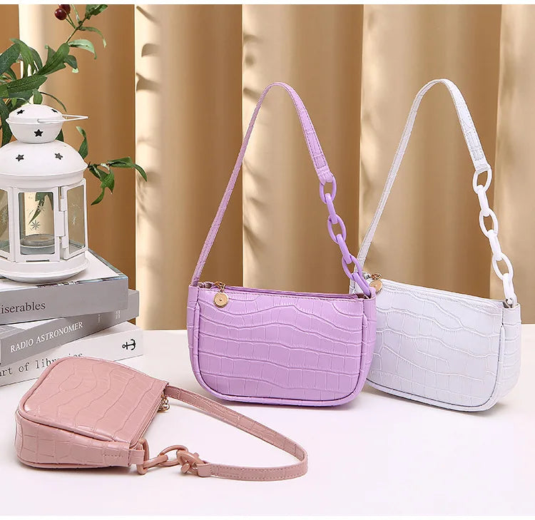 Crocodile Pattern Women Handbag Leather Shoulder Tote Purse