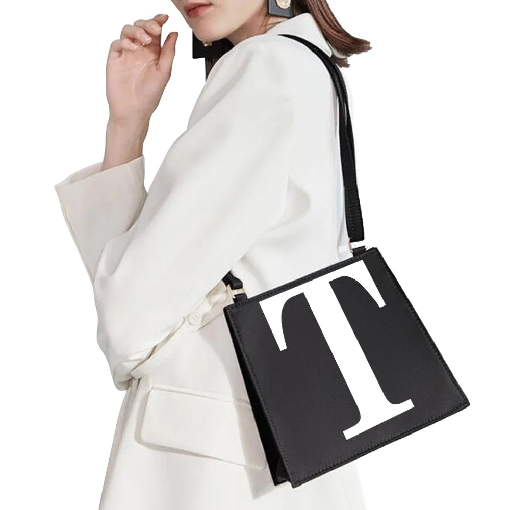 Initial Letter Pattern Print Commuter Bag Shoulder Bag Evening Bag Handbag