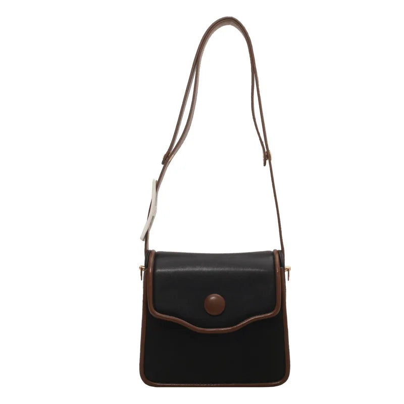 Vintage Leather Crossbody Bag for Women Lock Shoulder Handbag