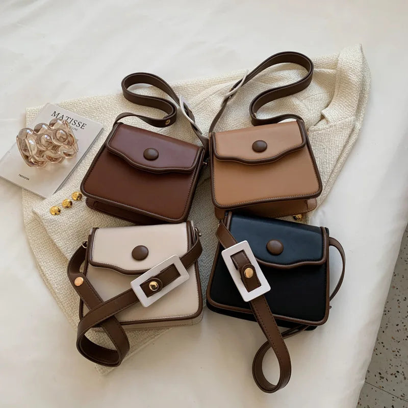 Vintage Leather Crossbody Bag for Women Lock Shoulder Handbag