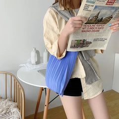 Knitted Pleated Handbag Large Capacity Messenger Bag
