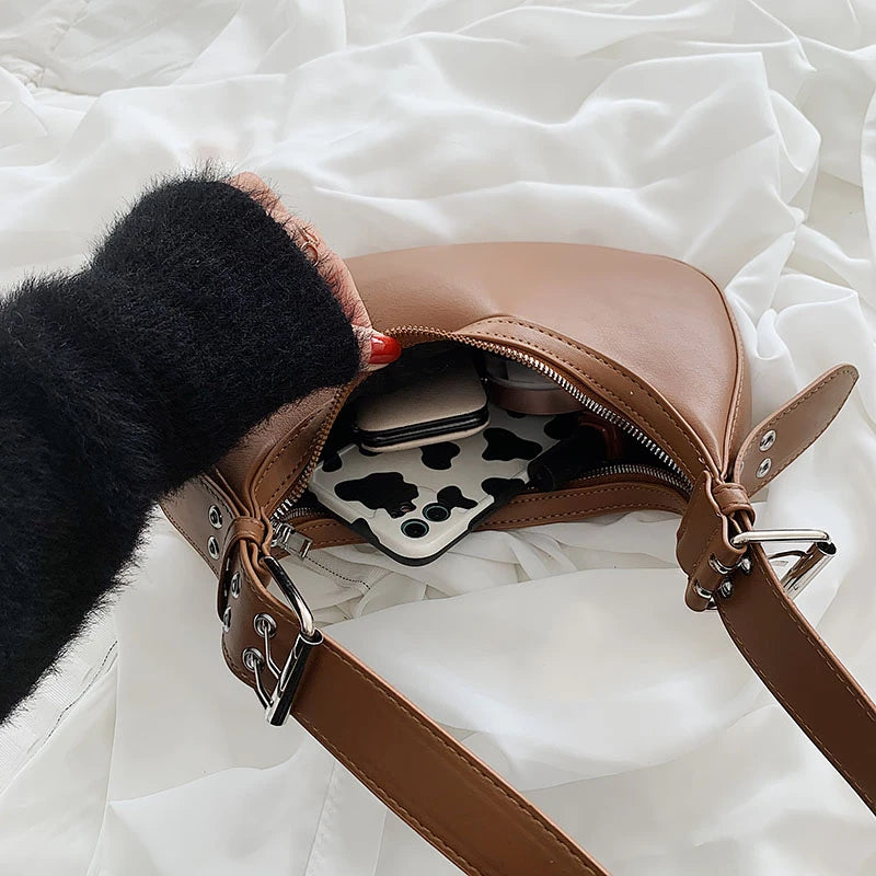 Small Armpit Shoulder Bag Solid Retro Women Hobos Handbag