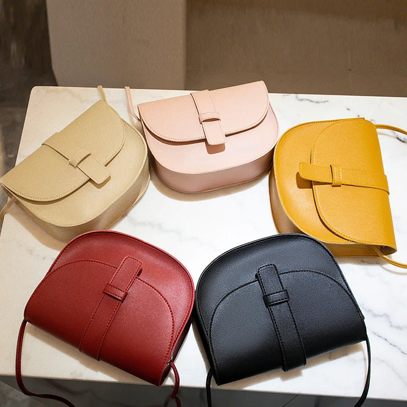 Small Women Purse Shell Shoulder Messenger Bag PU Leather Solid Yellow Crossbody
